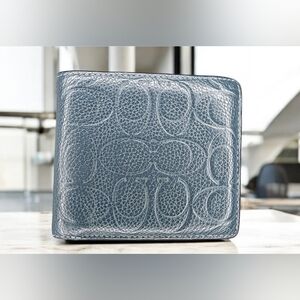 Coach 3 In 1 Deep Blue Leather Wallet